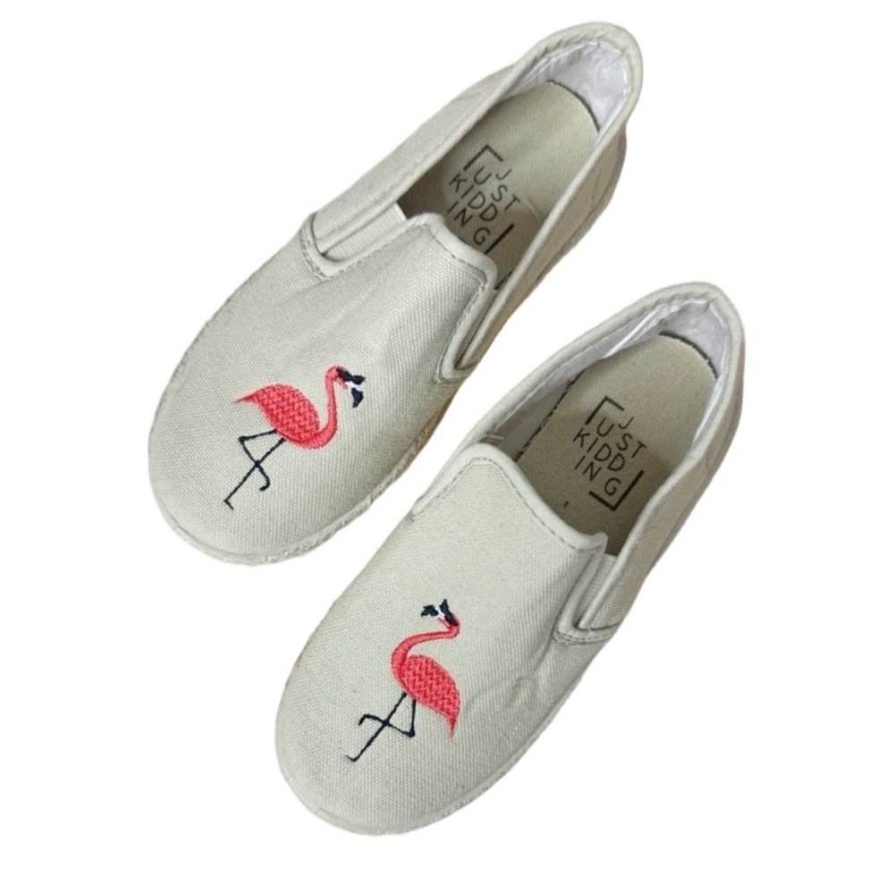 Just Kidding Flamingo Slip On Sneakers Toddler Girl Coastal Preppy Shoes 12